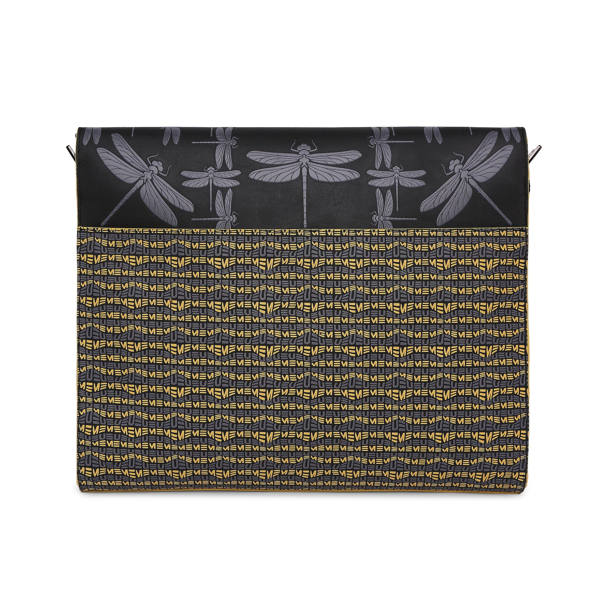 Streamer Messenger Bag with dragonfly pattern and vibrant yellow design.