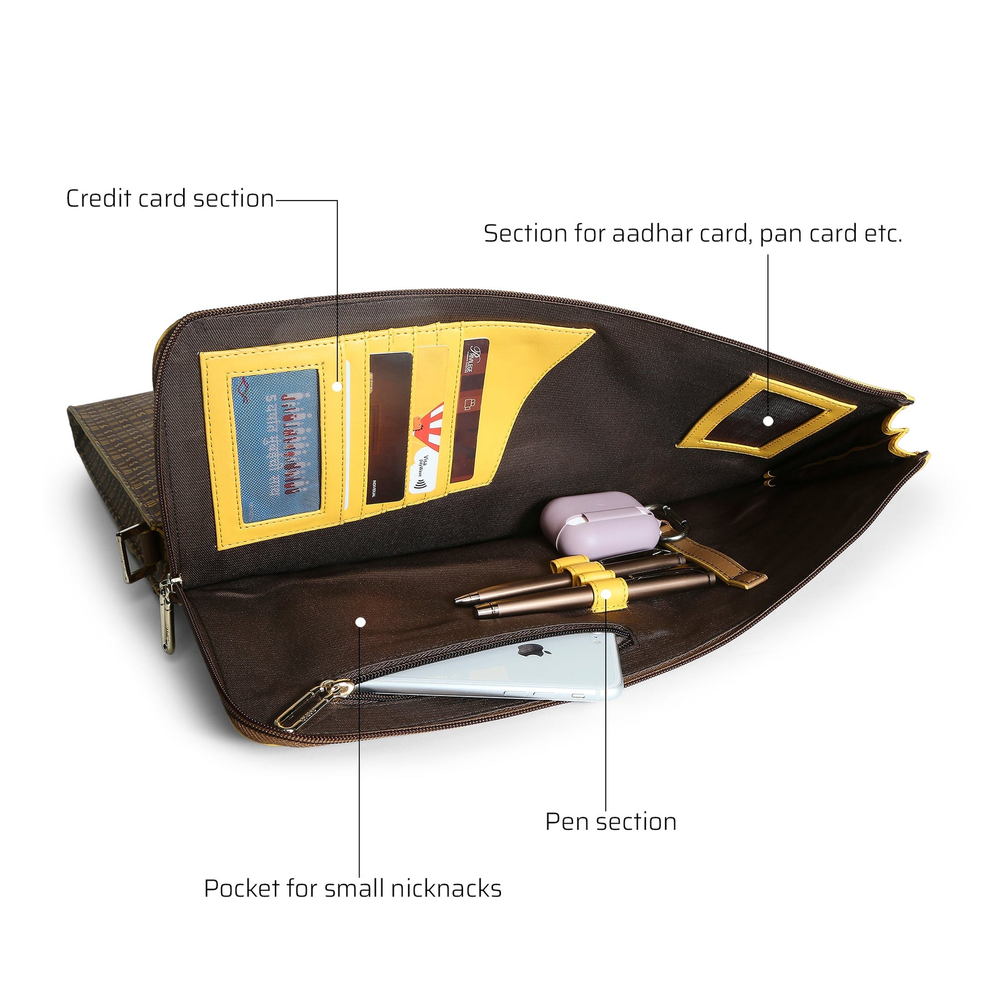 Detailed interior of the Streamer Messenger Bag with organized sections.