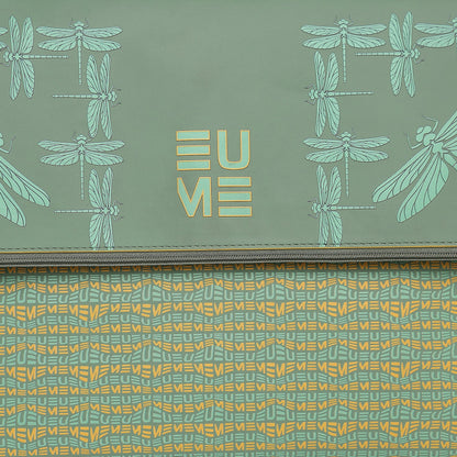 Streamer Messenger Bag with artistic dragonfly designs and logo.