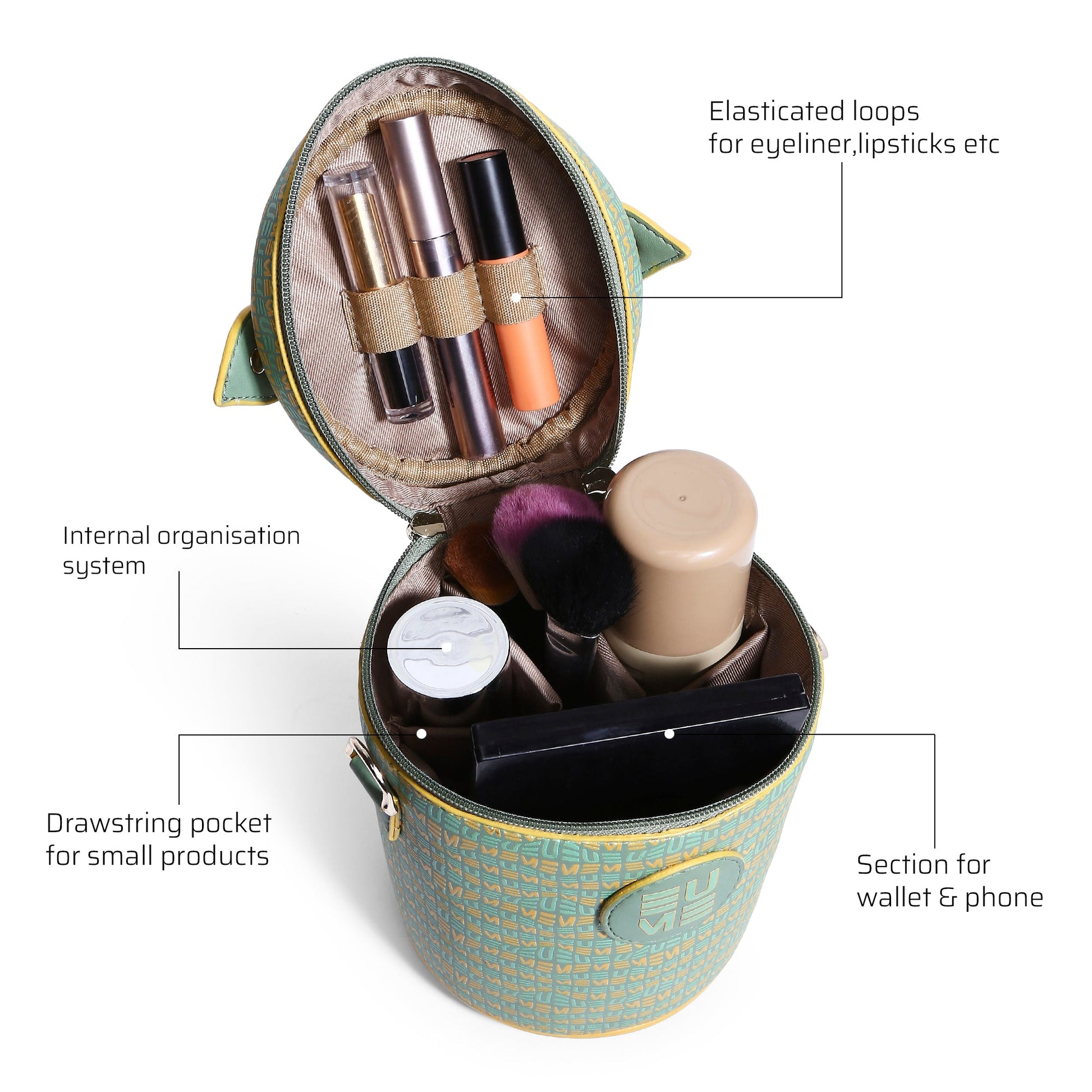 Picassu Cosmetic Bag with organized compartments for beauty essentials.