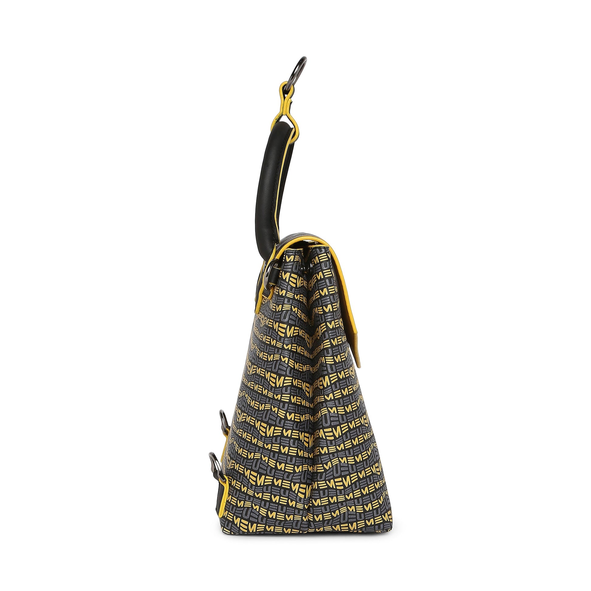 Petal-tail Sling Handbag/Backpack in stylish black and yellow design.