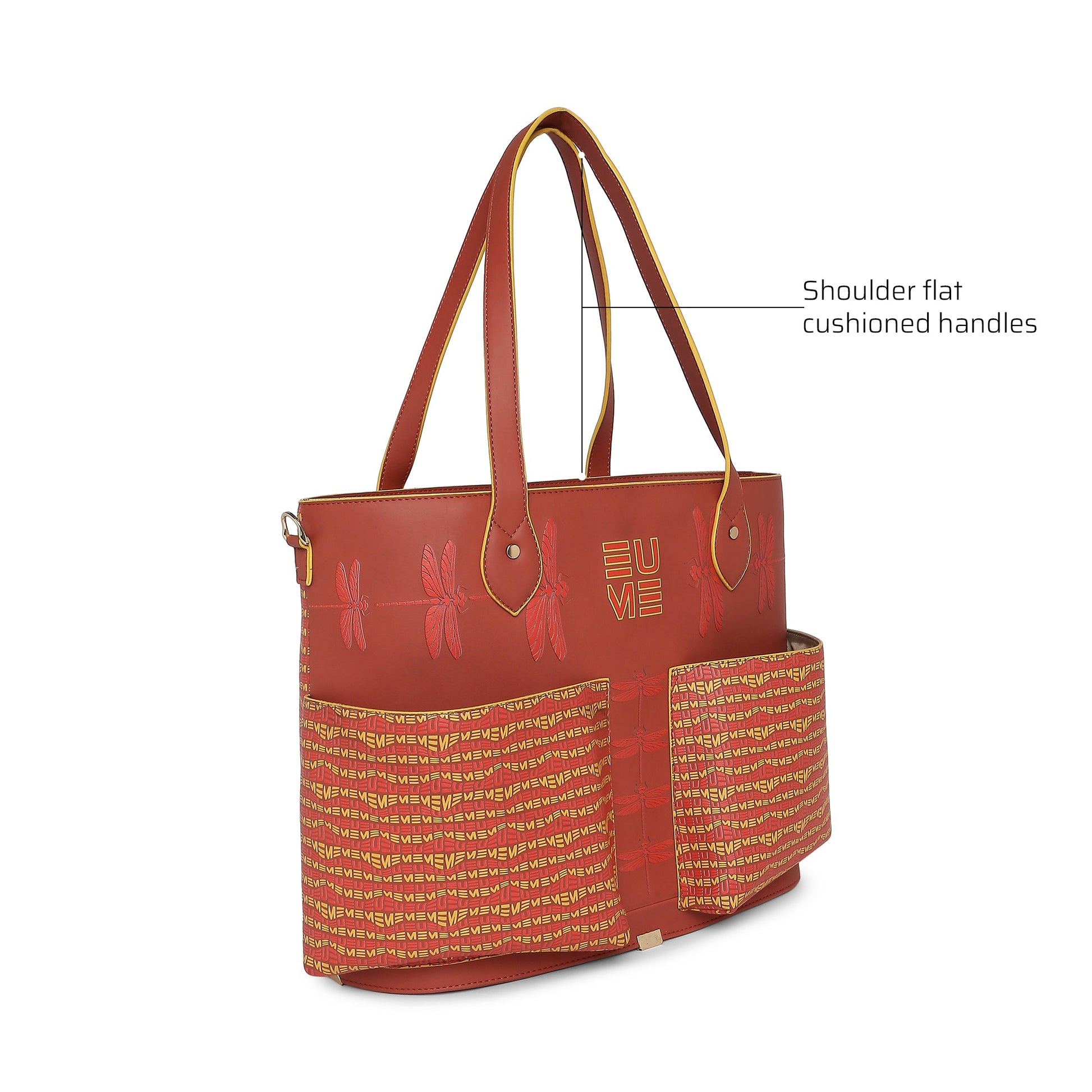 Stylish Clubtail Bucket Bag with spacious pockets and cushioned handles.