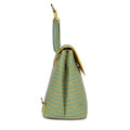 Petal-tail Sling Handbag/Backpack in green and yellow with unique design.