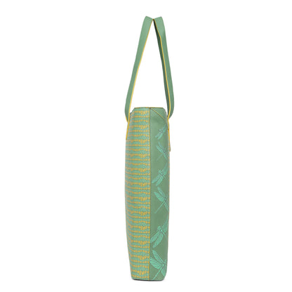 Cruiser Shoppers Handbag in green with stylish dragonfly design.