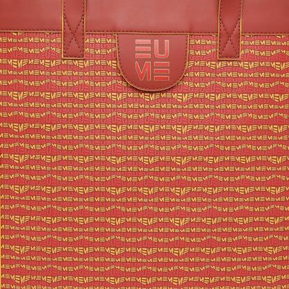 Cruiser Shoppers Handbag with vibrant red and yellow pattern design.