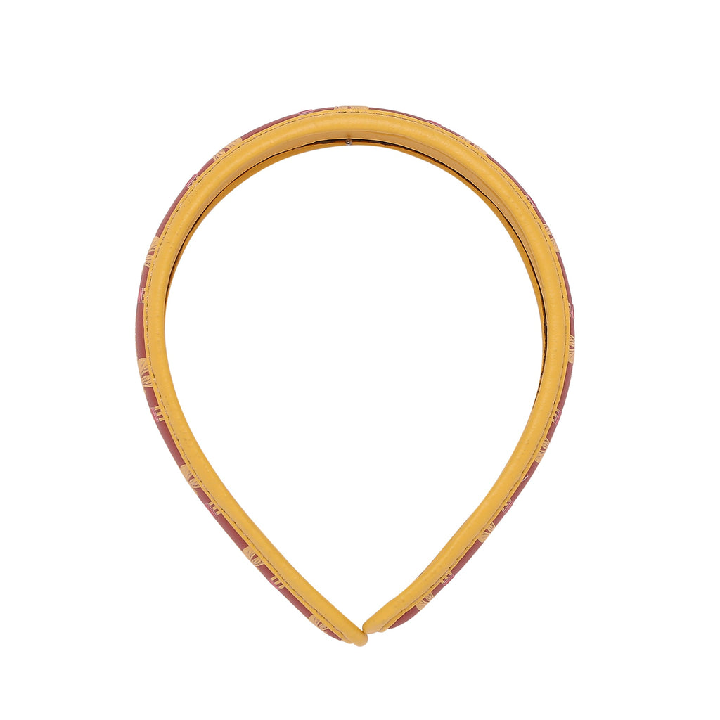 Gabbi Hairband in yellow and maroon stylish design.