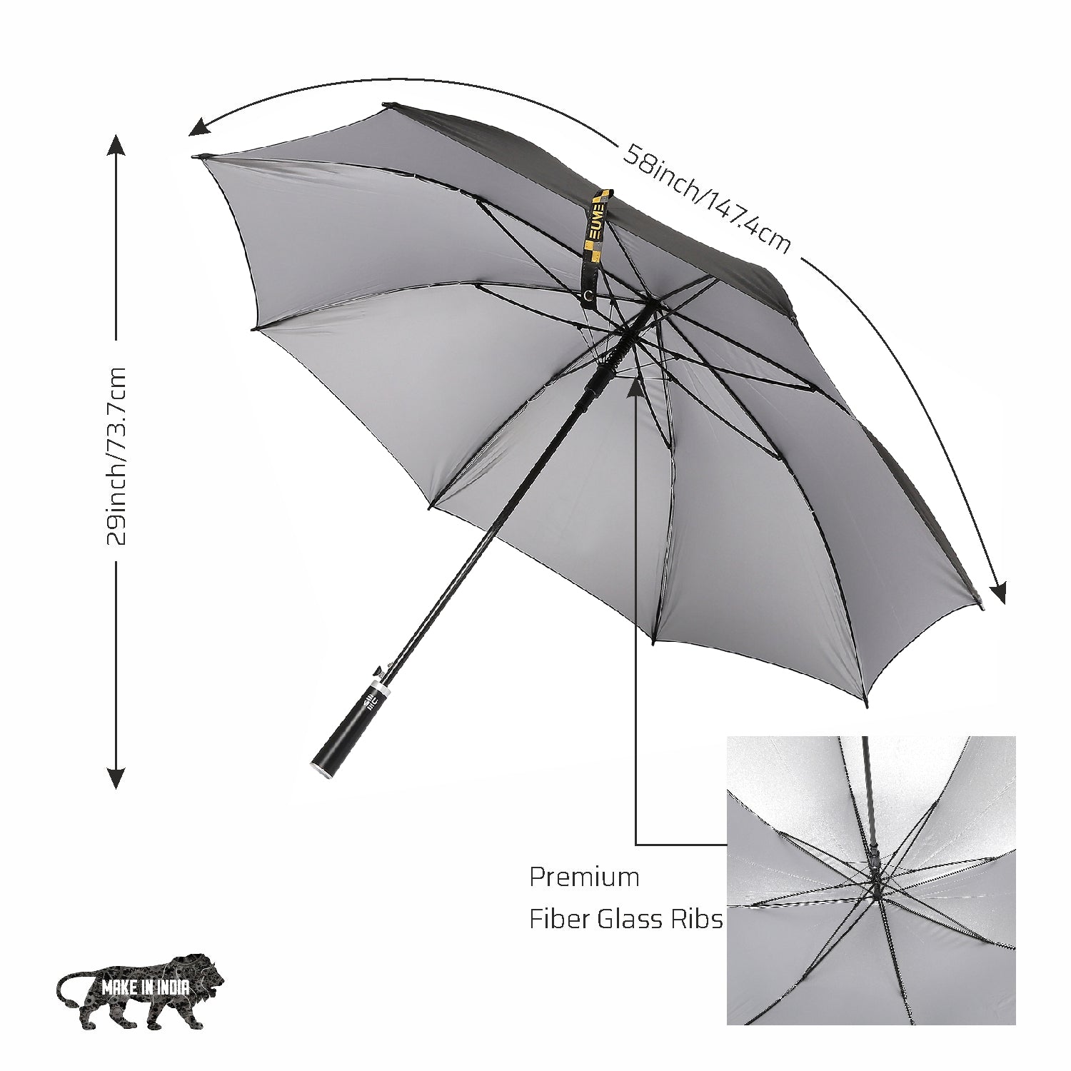 EUME Supreme 29" Straight HO Umbrella with premium fiberglass ribs.