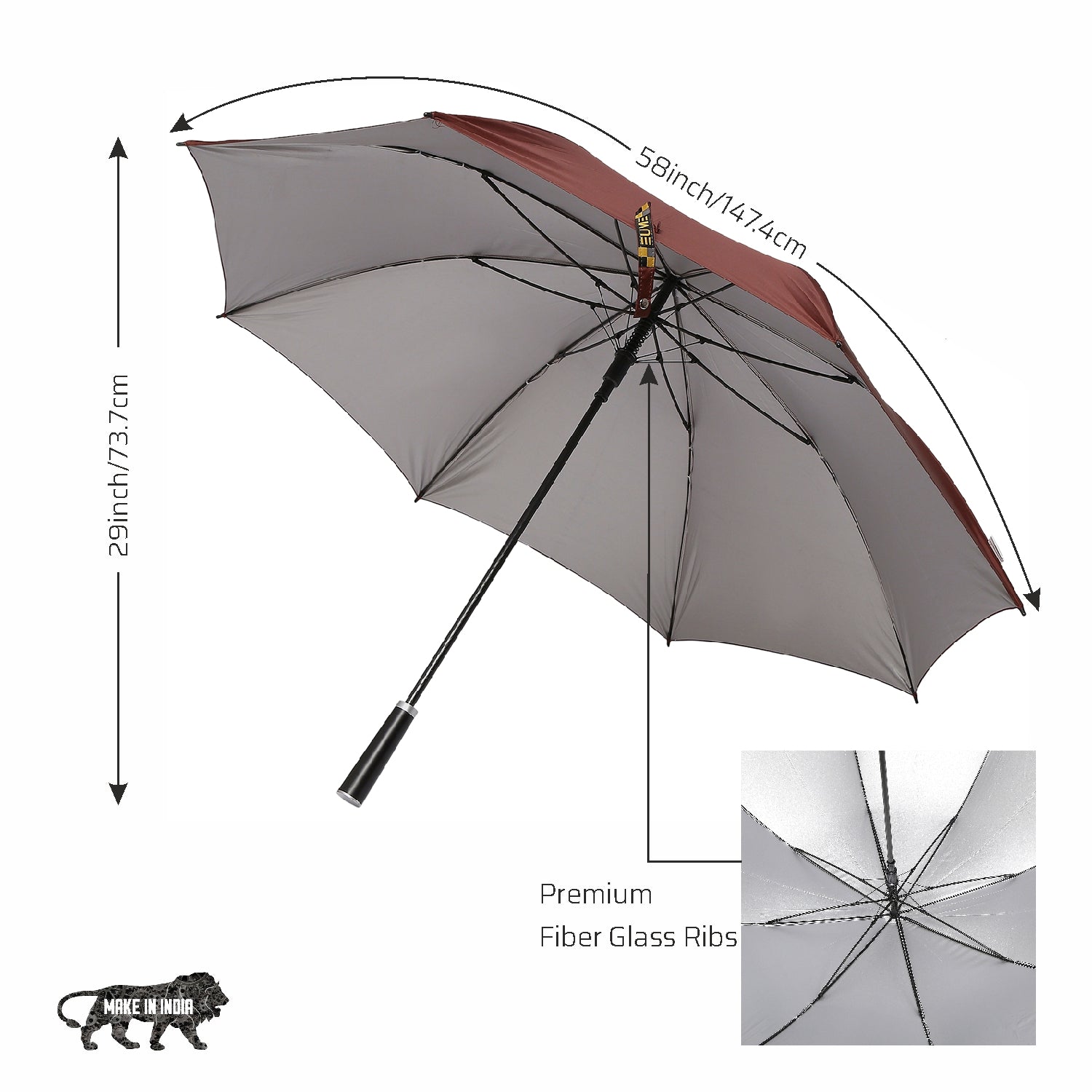 EUME Supreme 29" Straight HO Umbrella with premium fiberglass construction.