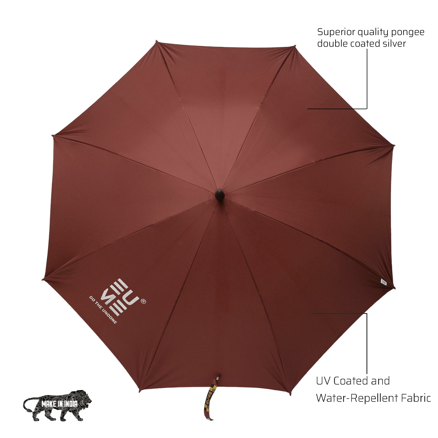 EUME Supreme 29" Straight HO Umbrella in brown, UV and water-repellent.