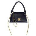 Stylish black Rose Tote Handbag with decorative studs and straps.