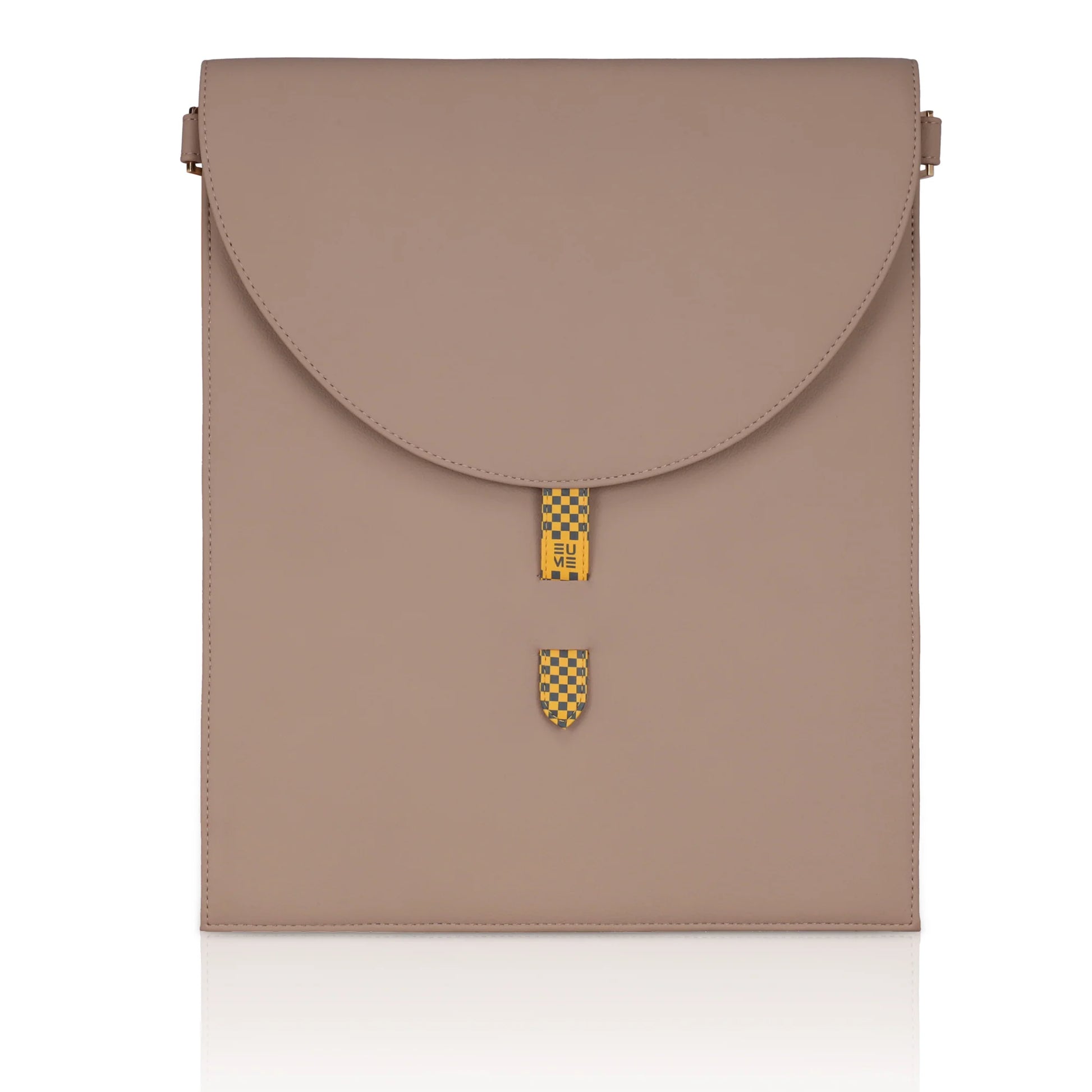 Elegant beige Hibiscus laptop sleeve with stylish closure.