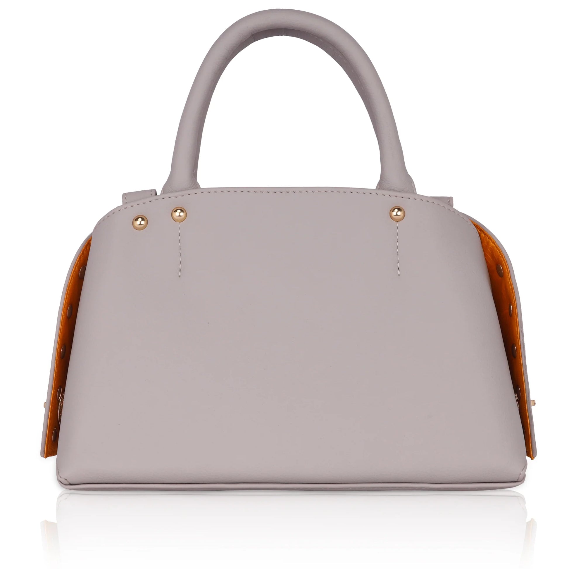 Marigold Satchel Bag in grey with stylish orange accents.