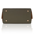 Marigold Satchel Bag in olive green with metallic feet.